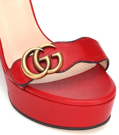 Shop Gucci Marmont Leather Platform Sandals In Red