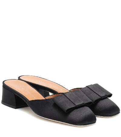 Shop Victoria Beckham Harper Satin Mules In Black