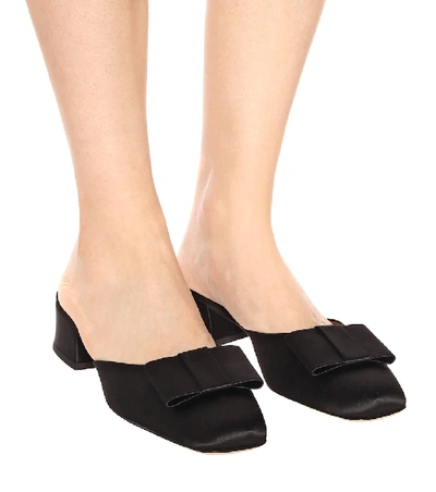 Shop Victoria Beckham Harper Satin Mules In Black