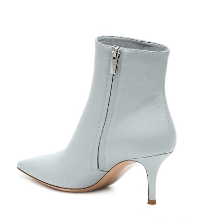 Shop Gianvito Rossi Leather Ankle Boots In Blue