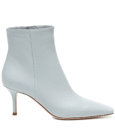 Shop Gianvito Rossi Leather Ankle Boots In Blue