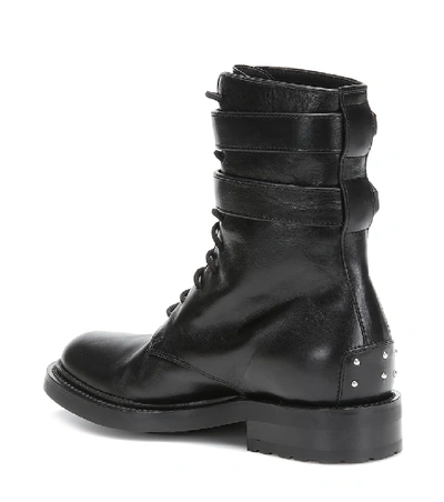 Shop Saint Laurent Army Leather Ankle Boots In Black