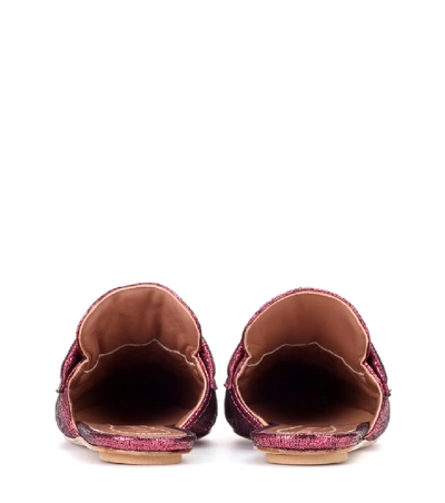 Shop Marni Metallic Leather Slippers In Pink