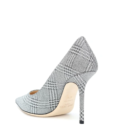 Shop Jimmy Choo Love 100 Plaid Pumps In Silver