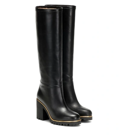 Shop Charlotte Olympia Barbara Leather Knee-high Boots In Black