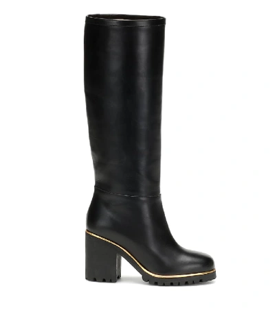 Shop Charlotte Olympia Barbara Leather Knee-high Boots In Black