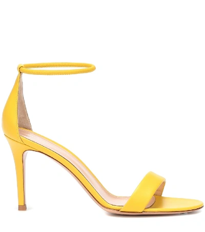 Shop Gianvito Rossi Asia 85 Leather Sandals In Yellow