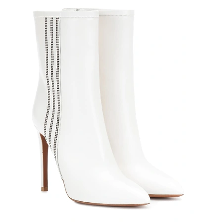 Shop Alaïa Leather Ankle Boots In White