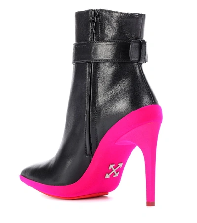 Shop Off-white Leather Ankle Boots In Black