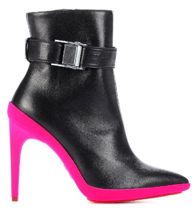 Shop Off-white Leather Ankle Boots In Black