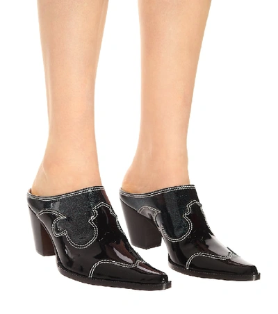 Shop Maryam Nassir Zadeh Romeo Patent Leather Mules In Black