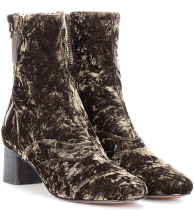 Shop Chloé Lexie Velvet Ankle Boots In Brown
