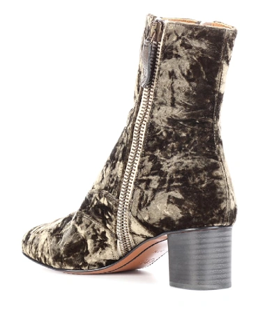 Shop Chloé Lexie Velvet Ankle Boots In Brown
