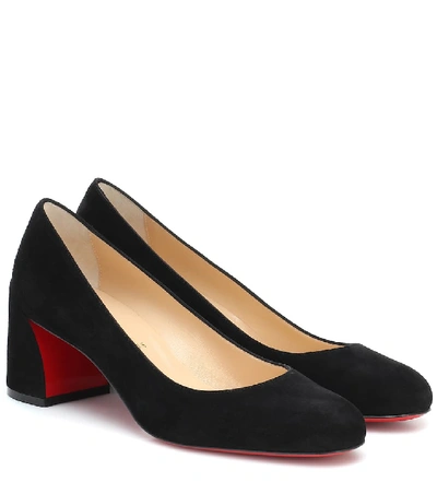 Shop Christian Louboutin Miss Sab 55 Suede Pumps In Black