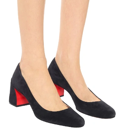 Shop Christian Louboutin Miss Sab 55 Suede Pumps In Black