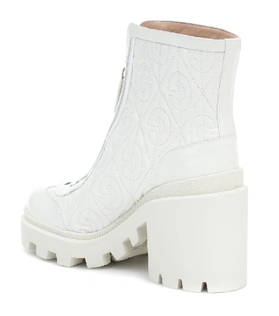 Shop Gucci Trip Leather Ankle Boots In White