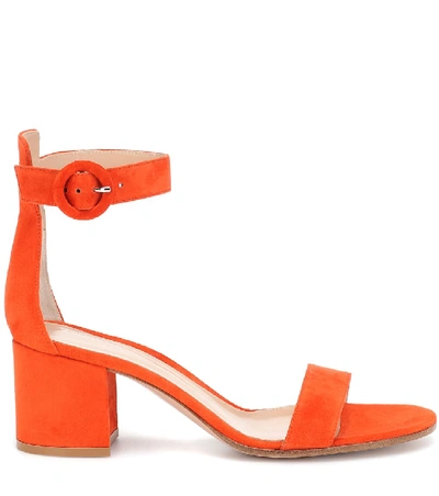 Shop Gianvito Rossi Versilia 60 Suede Sandals In Orange