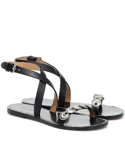 Shop Isabel Marant Eldory Embellished Leather Sandals In Black