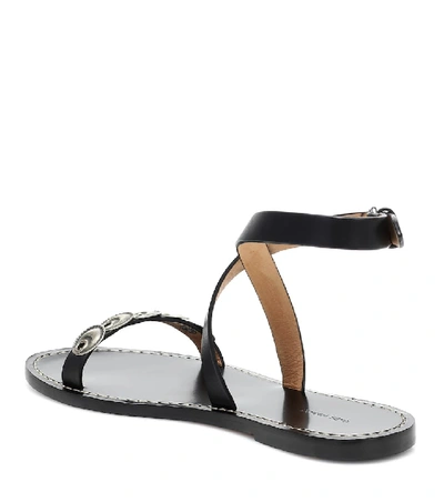 Shop Isabel Marant Eldory Embellished Leather Sandals In Black