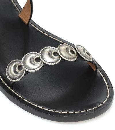 Shop Isabel Marant Eldory Embellished Leather Sandals In Black