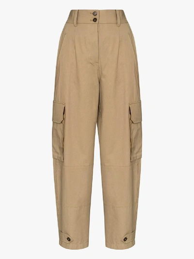 Shop Dolce & Gabbana Panama Cotton Cargo Trousers In Brown