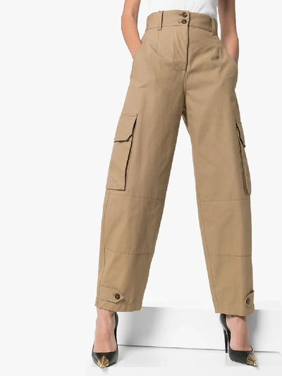 Shop Dolce & Gabbana Panama Cotton Cargo Trousers In Brown