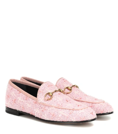 Shop Gucci Jordaan Tweed Loafers In Pink