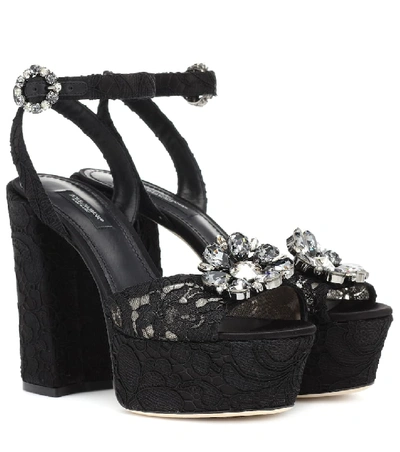 Shop Dolce & Gabbana Keira Lace Plateau Pumps In Black