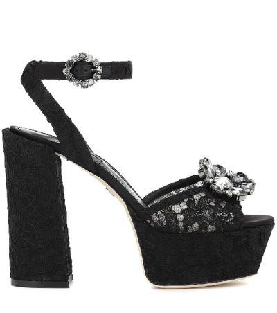 Shop Dolce & Gabbana Keira Lace Plateau Pumps In Black