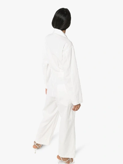 Shop Nili Lotan Belted Jumpsuit In White