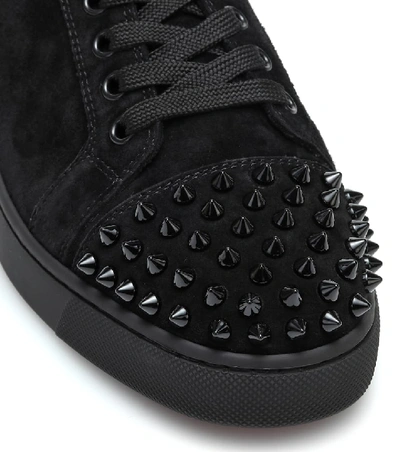 Shop Christian Louboutin Vieira Spikes Suede Sneakers In Black