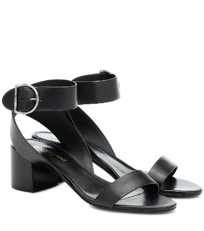 Shop Saint Laurent Charlie Leather Sandals In Black