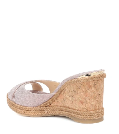 Jimmy Choo Almer 80 Wedge Mules In Pink