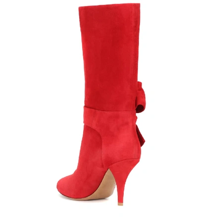 Shop Valentino Suede Boots In Red