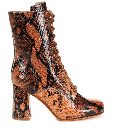 Shop Maryam Nassir Zadeh Emmanuelle Snake-effect Ankle Boots In Brown