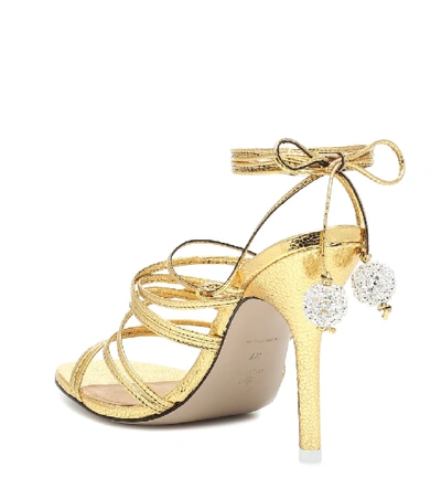 Shop Attico Fiona Metallic Leather Sandals In Gold