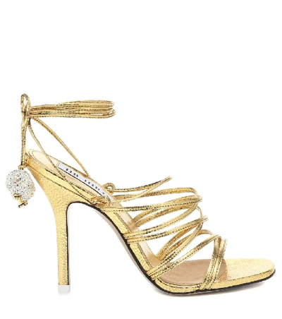 Shop Attico Fiona Metallic Leather Sandals In Gold