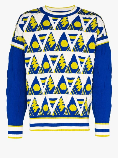 Shop Ahluwalia Studio Triangle Motif Sweater In Blue