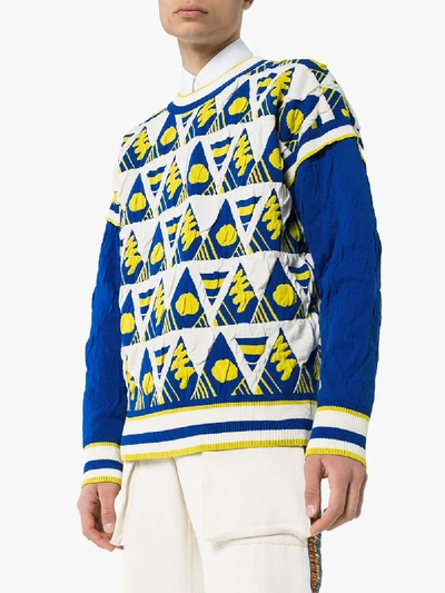 Shop Ahluwalia Studio Triangle Motif Sweater In Blue