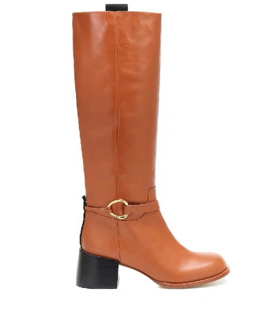 Shop Joseph Leather Knee-high Boots In Brown