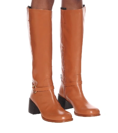 Shop Joseph Leather Knee-high Boots In Brown