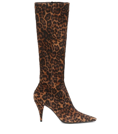 Shop Saint Laurent Kiki 85 Suede Knee-high Boots In Brown