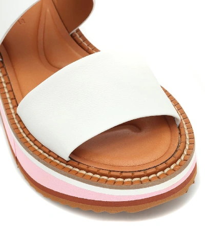 Shop Clergerie Fleur Leather Platform Sandals In White