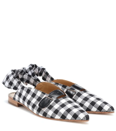 Shop Dodo Bar Or Checked Slingback Ballet Flats In Black