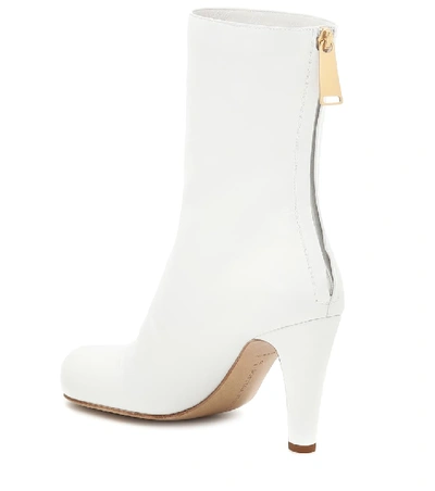 Shop Bottega Veneta Bloc Leather Ankle Boots In White
