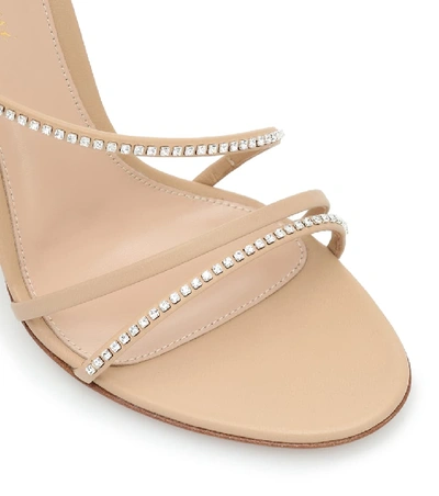 Shop Gianvito Rossi Crystal-embellished Leather Sandals In Beige