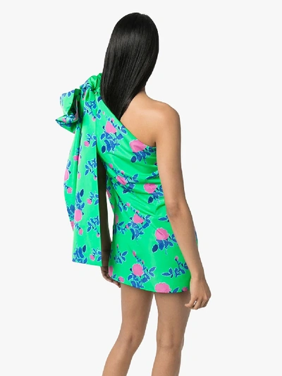 Shop Bernadette Josselin One Shoulder Floral Mini Dress In Green