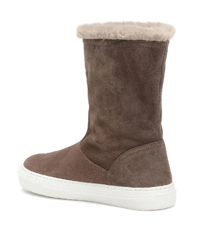 Shop Moncler Arabelle Suede Ankle Boots In Brown
