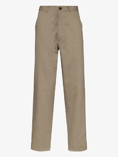 Shop Comme Des Garçons Shirt Relaxed Leg Cotton Trousers In Brown