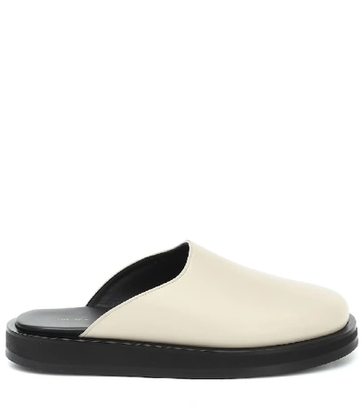 Shop The Row Sabot Leather Slippers In White